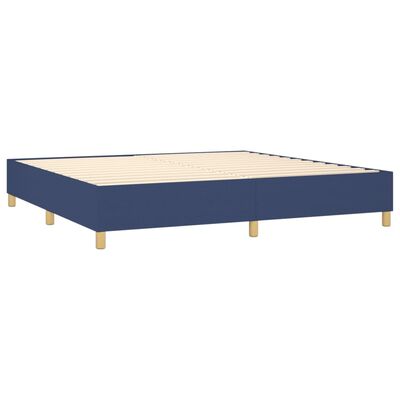 vidaXL Боксспринг легло с матрак, синьо, 200x200 см, плат