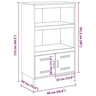 vidaXL Висок шкаф, антрацит, 68x39x113 см, стомана