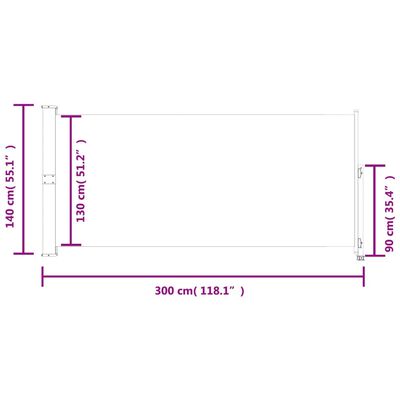 vidaXL Прибираща се дворна странична тента, 140x300 см, синя