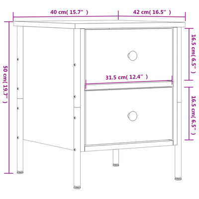 vidaXL Нощно шкафче, черно, 40x42x50 см, инженерно дърво