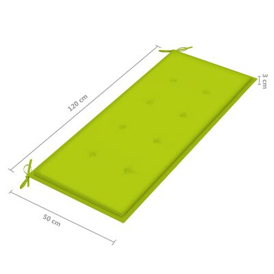 vidaXL Пейка Батавия с яркозелено шалте, 120 см, тик масив