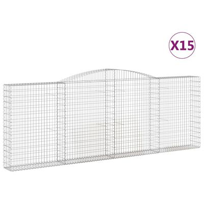 vidaXL Габионни кошници арка 15 бр 400x30x140/160см поцинковано желязо