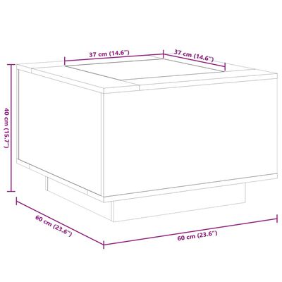 vidaXL Маса за кафе с LED, бетонно сивa, 60x60x40 см, инженерно дърво