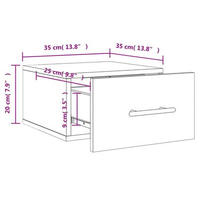 vidaXL Нощни шкафчета за стенен монтаж 2 бр бетонно сиви 35x35x20 см