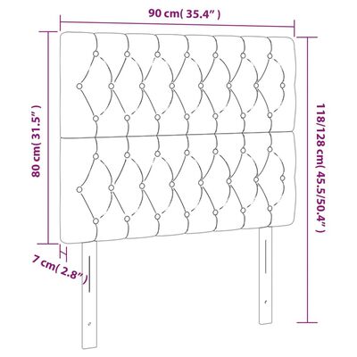 vidaXL Горна табла за легло, 2 бр, черна, 90x7x78/88 см, плат