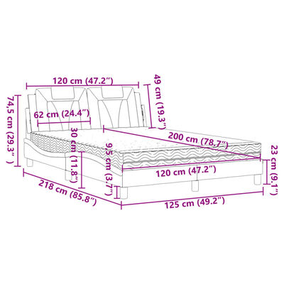 vidaXL Легло с матрак, капучино, 120x200 см, изкуствена кожа