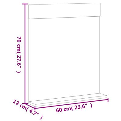 vidaXL Огледало за баня с рафт "BERG" бяло 60x12x70 см масивно дърво