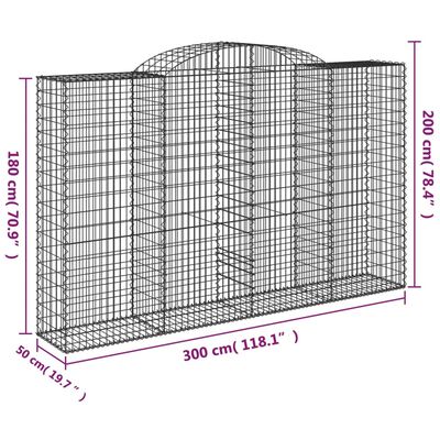 vidaXL Габионни кошници арка 13 бр 300x50x180/200см поцинковано желязо