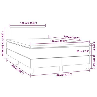 vidaXL Боксспринг легло с матрак, капучино, 120x200см, изкуствена кожа