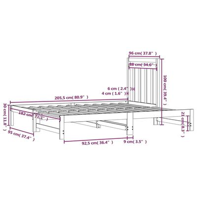 vidaXL Разтегателно дневно легло, без матрак, бяло, 2x(90x200) см