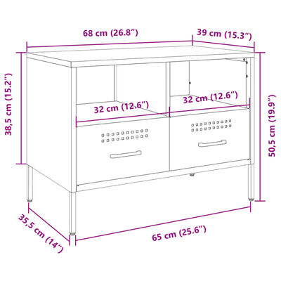 vidaXL ТВ шкаф, горчица жълто, 68x39x50,5 см, стомана