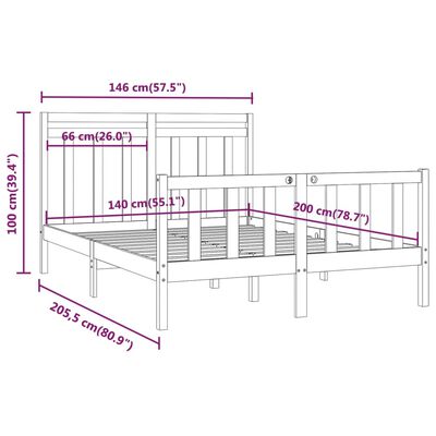 vidaXL Рамка за легло, бор масив, 140х200 см