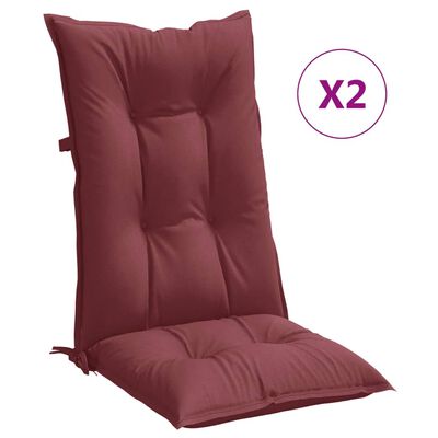 vidaXL Възглавници за стол 2 бр меланж виненочервени 120x50x7 см плат