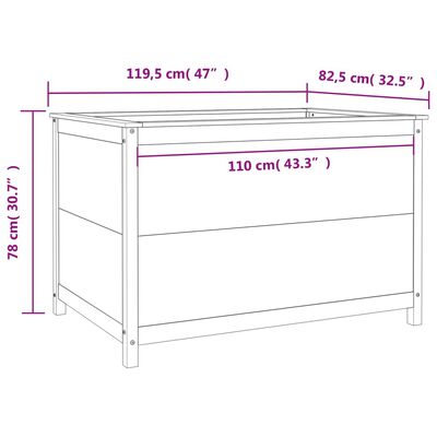 vidaXL Градинско повдигнато легло, сиво, 119,5x82,5x78 см, бор масив