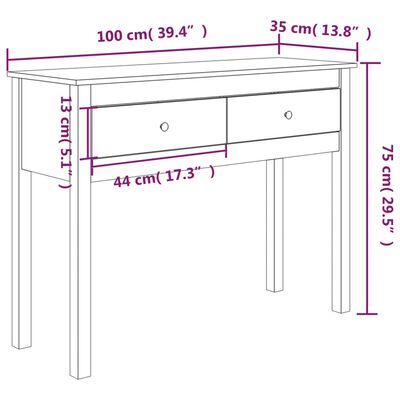 vidaXL Конзолна маса Сиво 100x35x75 см борово дърво масив