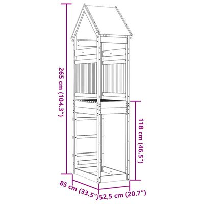 vidaXL Кула за игра 85x52,5x265 см импрегнирана борова дървесина