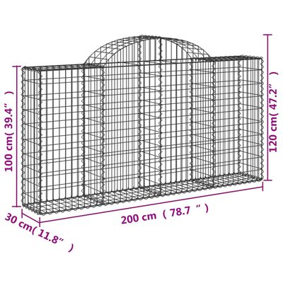 vidaXL Габионни кошници арка 40 бр 200x30x100/120см поцинковано желязо