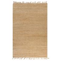 vidaXL Ръчно тъкан килим от юта, 120x180 см, натурален