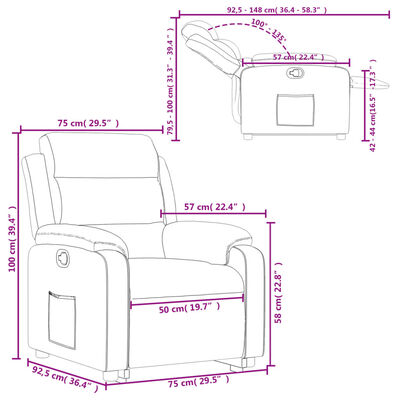 vidaXL Изправящ реклайнер стол, сива, изкуствена кожа