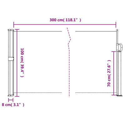 vidaXL Прибираща се странична тента, бежова, 100x300 см