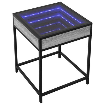 vidaXL Нощна масичка с Infinity LED, сив сонома, 40x40x51 см