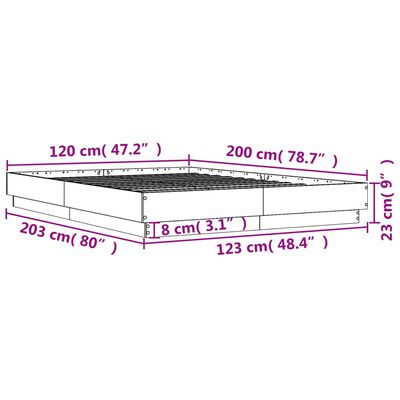 vidaXL Рамка за легло с LED осветление, дъб сонома, 120x200 см