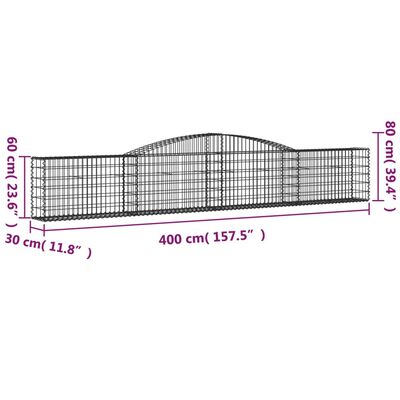 vidaXL Дъговидна габионна кошница 400x30x60/80 см поцинковано желязо