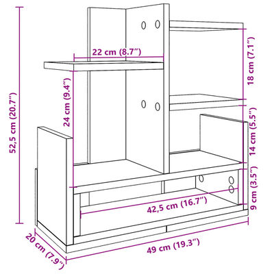 vidaXL Органайзер за бюро, кафяв дъб, 49x20x52,5 см, инженерно дърво