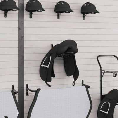 vidaXL Сгъваема стойка за седло, стенен монтаж, черна, желязо