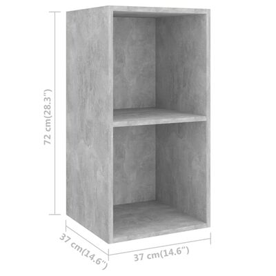 vidaXL ТВ шкафове за стенен монтаж, 2 бр, бетонно сив, инженерно дърво