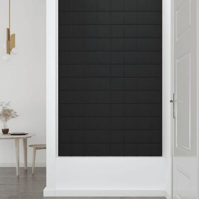 vidaXL Стенни панели, 12 бр, черни, 60x15 см, плат, 1,08 м²