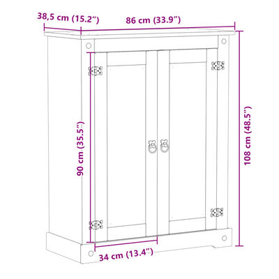 vidaXL Шкаф за обувки "Corona" 86x38,5x108 см бор масив