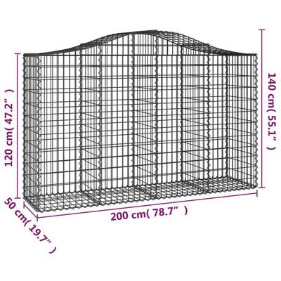 vidaXL Габионни кошници арка 25 бр 200x50x120/140см поцинковано желязо