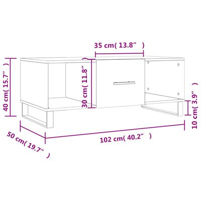 vidaXL Кафе маса, бетонно сива, 102x50x40 см, инженерно дърво