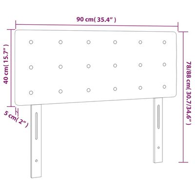 vidaXL LED горна табла за легло, таупе, 90x5x78/88 см, плат