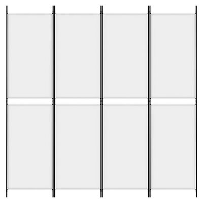 vidaXL Параван за стая, 4 панела, бял, 200x200 см, текстил