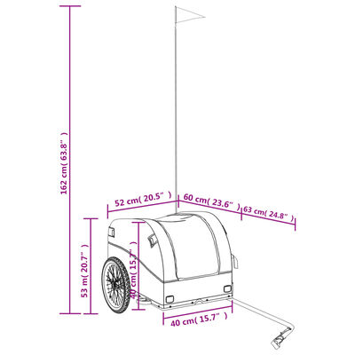 vidaXL Ремарке за велосипед, черно и сиво, 30 кг, желязо