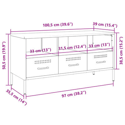 vidaXL ТВ шкаф, антрацит, 100,5x39x50,5 см, стомана