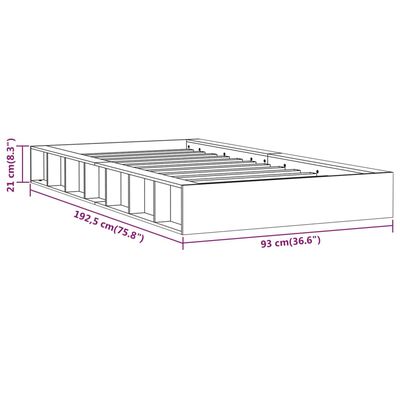 vidaXL рамка за легло сива 75x190 см 2FT6 Small Single дърво масив