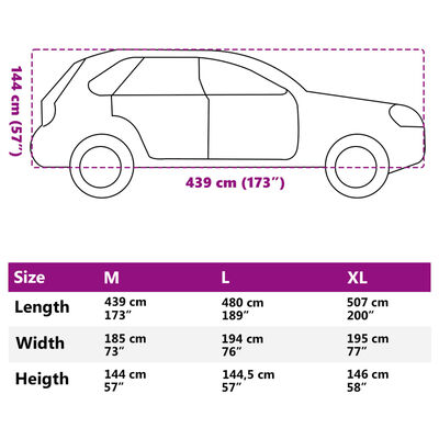 vidaXL Покривало за кола, за SUV, с каишки, цяло, сребрист, M