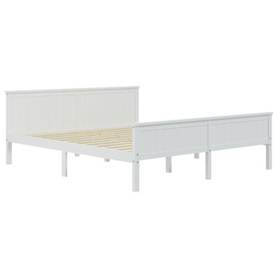 vidaXL Рамка за легло, бяла, бор масив, 180х200 см