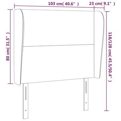 vidaXL Горна табла за легло с уши, тъмносиня, 103x23x118/128 см,кадифе