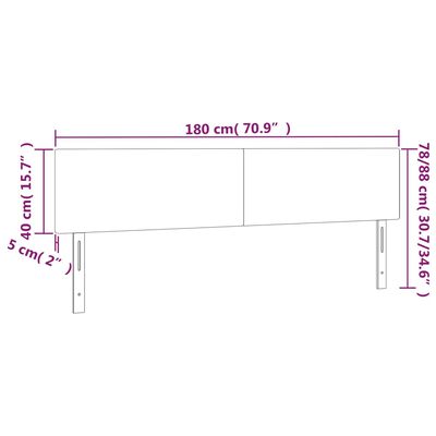 vidaXL LED горна табла за легло, тъмносиня, 180x5x78/88 см, кадифе