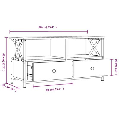 vidaXL ТB шкаф, черен, 90x33x45 см, инженерно дърво и желязо