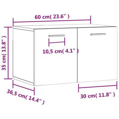 vidaXL Стенен шкаф, опушен дъб, 60x36,5x35 см, инженерно дърво