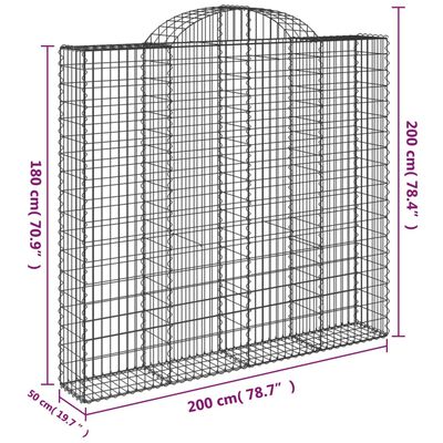 vidaXL Габионни кошници арка 9 бр 200x50x180/200 см поцинковано желязо