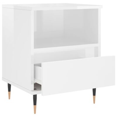 vidaXL Нощни шкафчета, 2 бр, бял гланц, 40x35x50 см, инженерно дърво