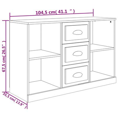 vidaXL Сайдборд, бетонно сив, 104,5x35,5x67,5 см, инженерно дърво