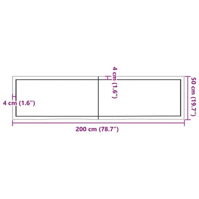 vidaXL Плот за баня 200x50x(2-4) см необработено масивно дърво