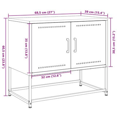 vidaXL ТВ шкаф, маслиненозелен, 68,5x39x60,5 см, стомана